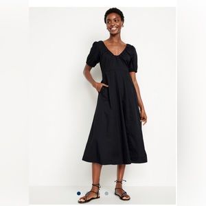 Old Navy Petite Large Puff-Sleeve Midi Swing Dress